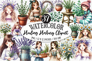 Watercolor Healing Herbs Clipart, an Illustration by Designking (Thumbnail 1 of 5)