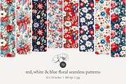 70 red/blue floral seamless pattern, a Pattern Graphic by Poppy Lane Studio (Thumbnail 1 of 10)