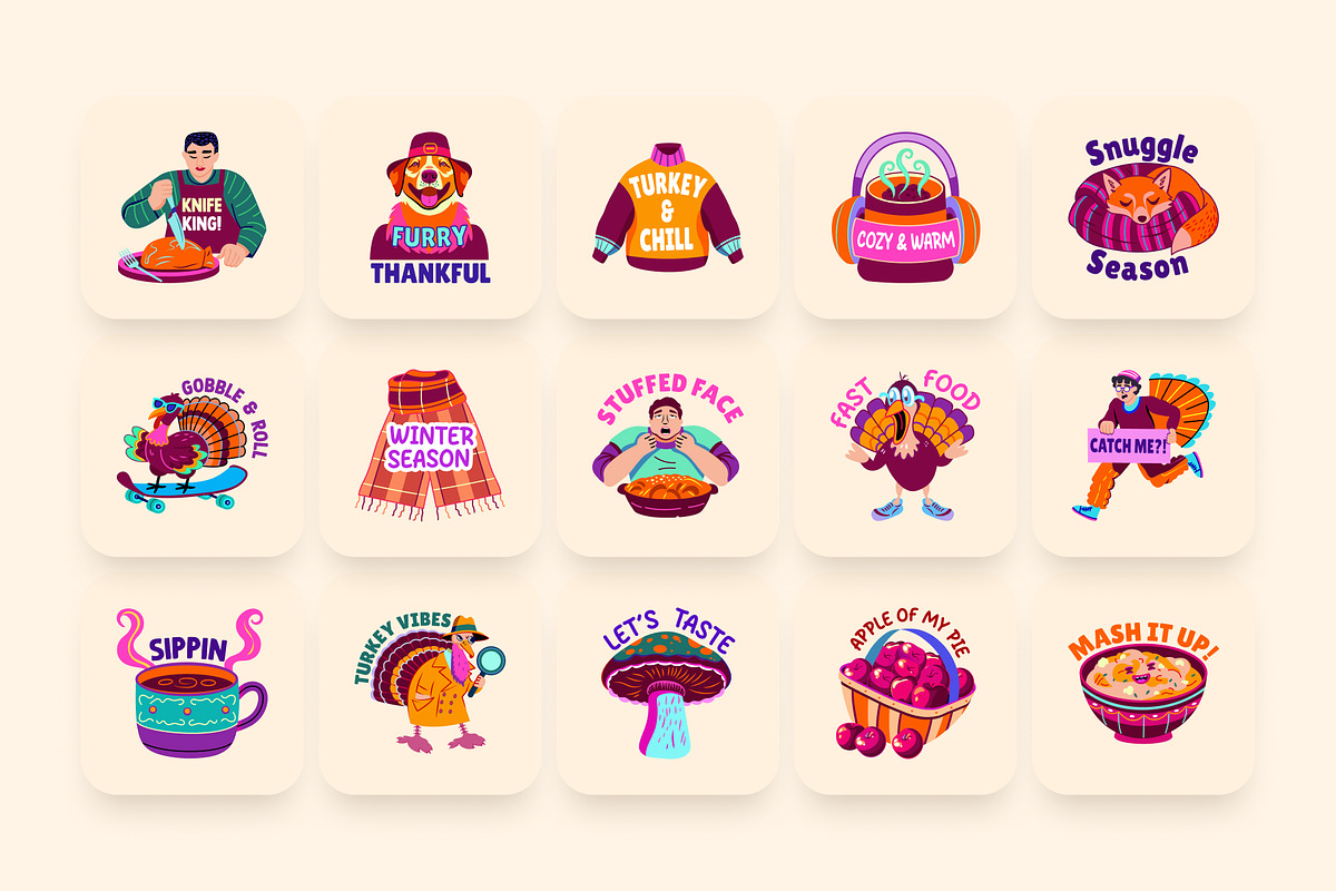 Animated Thanksgiving Stickers Set, an Emoji Icon by Brickclay (Photo 3 of 4)