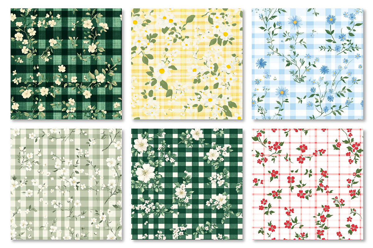 Floral Gingham Seamless Pattern, a Pattern Graphic by Dream Creation (Photo 5 of 7)