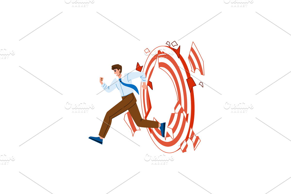 Businessman breaking target goal, a Finance Illustration by pikepicture