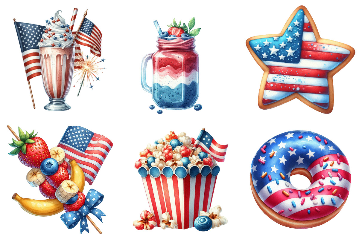 Patriotic Party Foods Clipart, an Illustration by Watercolor design (Photo 2 of 4)