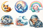 Sleeping Baby Animal Clipart, an Illustration by Pixels.Craft (Thumbnail 3 of 7)