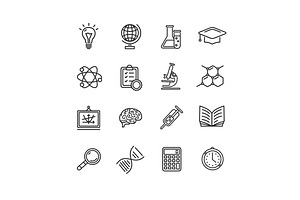 Science Outline Icons Set.