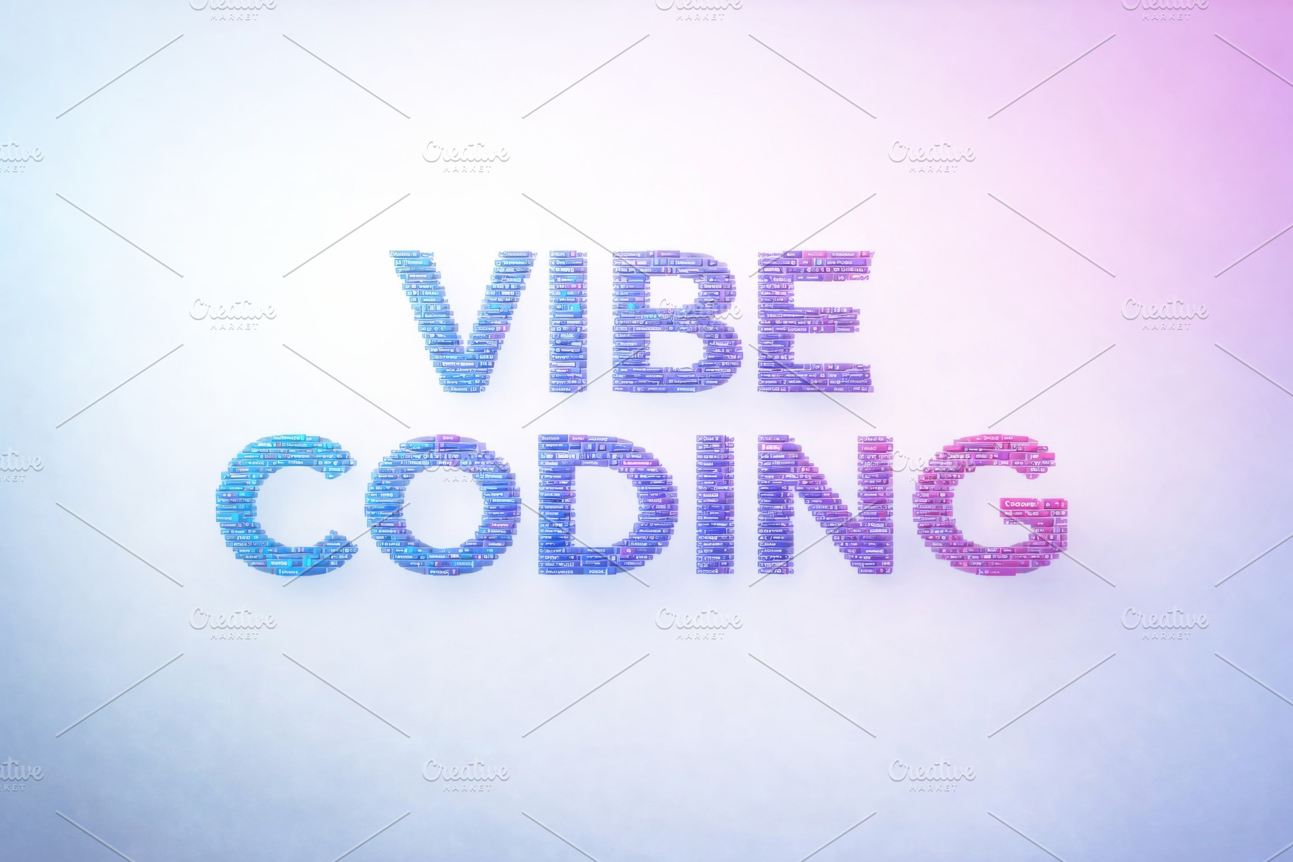 Vibe coding education concept with digital text on a vibrant gra, a Photo by Dvoevnore photos