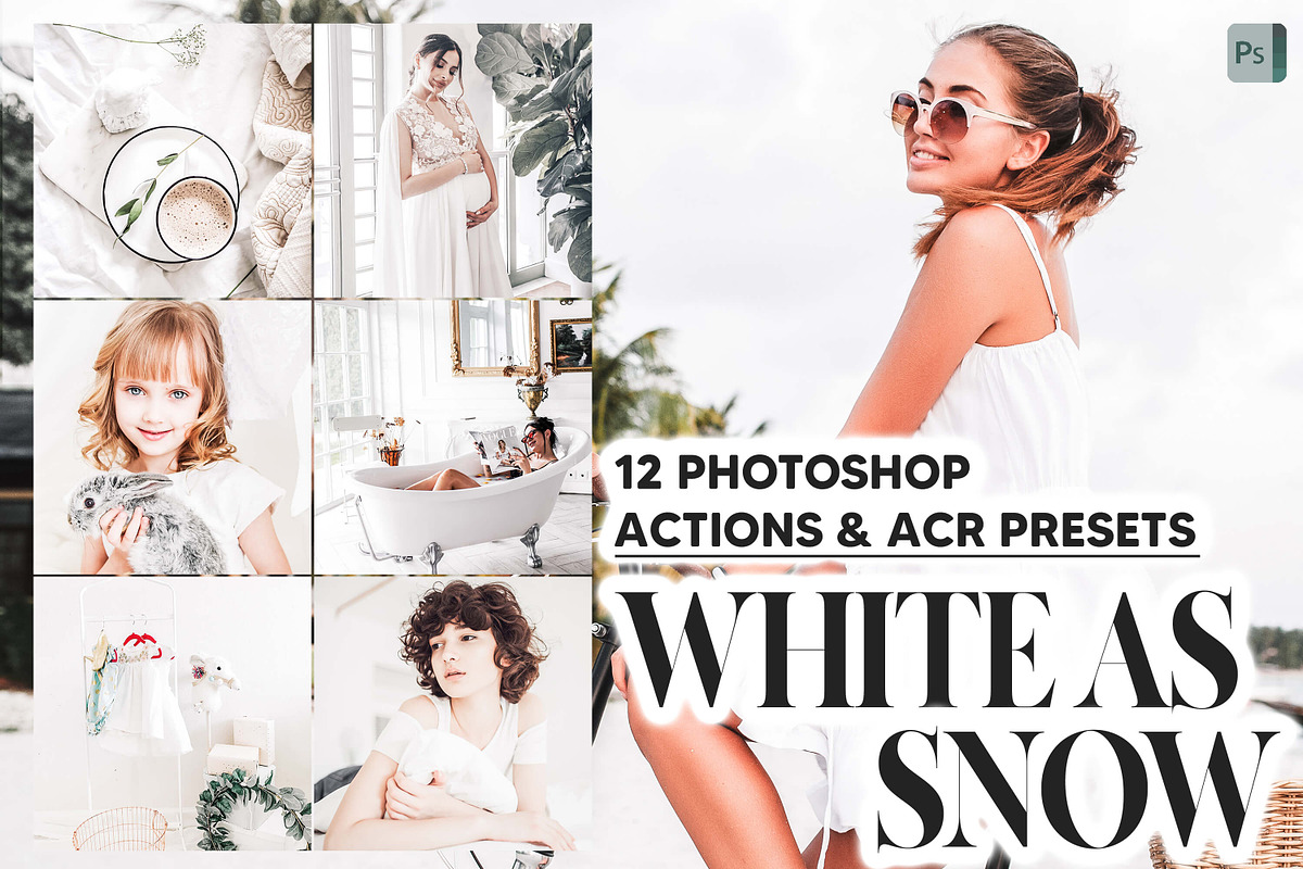 12 White As Snow Photoshop Actions, an Action Add-On by Hue Palettte Studio (Photo 1 of 10)