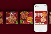 6 pizza social media post designs, a Social Media Template by graphic bakers (Thumbnail 4 of 4)