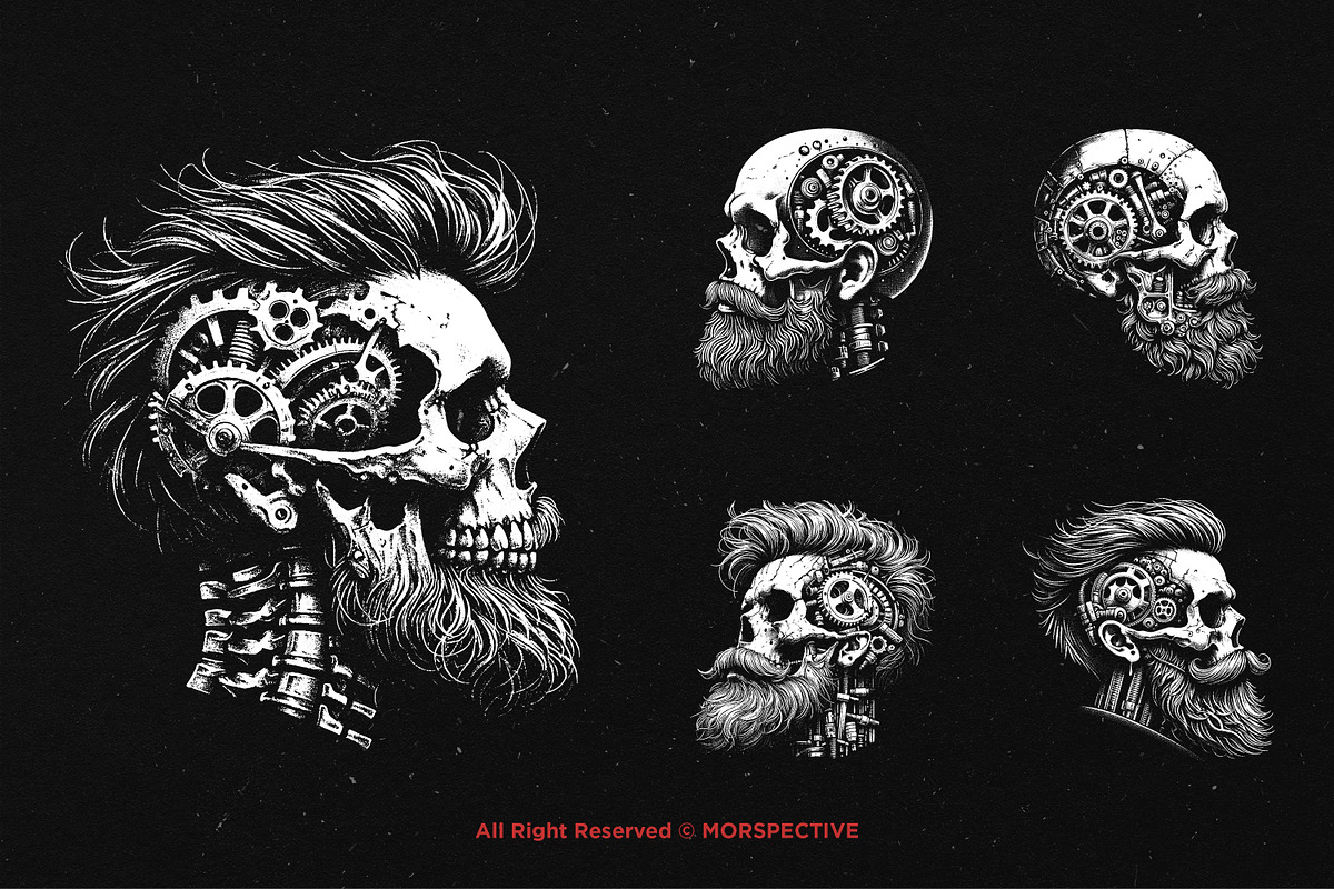 10 Bundle Dark Art Skull Machine, an Illustration by Morspective (Photo 5 of 7)
