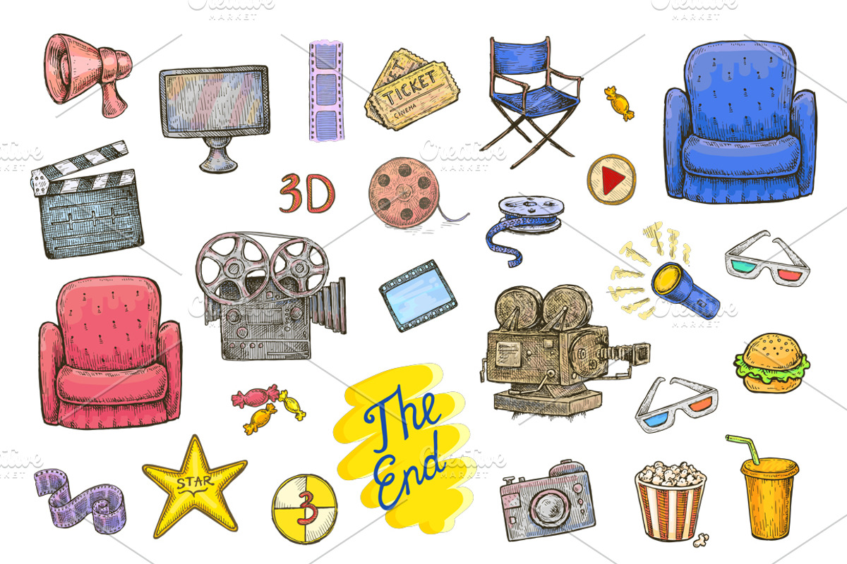 Cinema (Movie) Set, a Background Graphic by Eugenia Hauss Design (Photo 1 of 2)