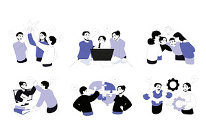 Teamwork Flat Illustrations, a Finance Illustration by alexdndz