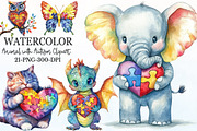Animal with Autism Puzzle Heart Clip, a Seasonal Illustration by Rose Art (Thumbnail 1 of 4)