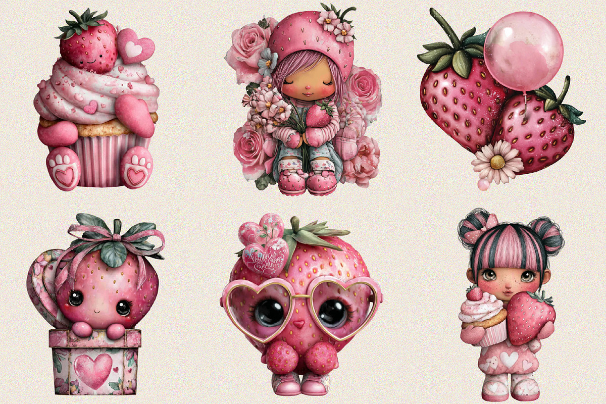 Valentine Strawberry Clipart Bundle., an Illustration by SVGArt (Photo 2 of 8)
