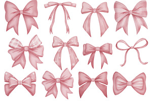 Watercolor pink bow clipart, a Decorative Illustration by Stellalunarts
