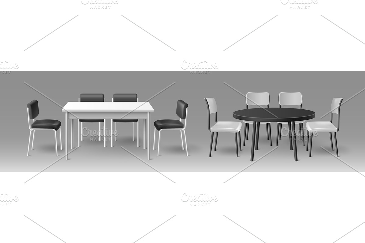 3D tables and chairs mockup isolated, an Object Illustration by art PVP - market