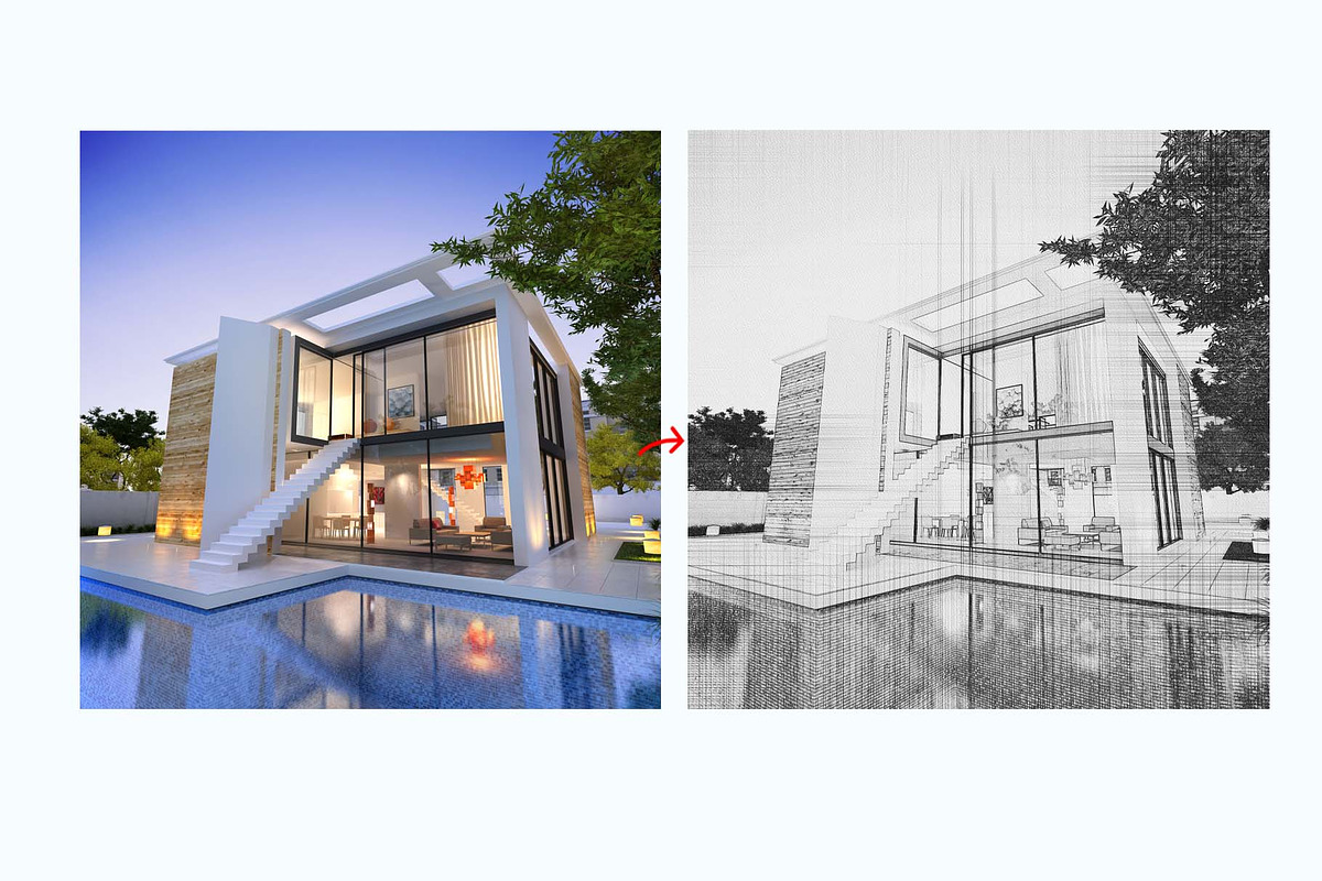 Architecture Drawing Action, an Action Add-On by Photoshop Action (Photo 2 of 10)