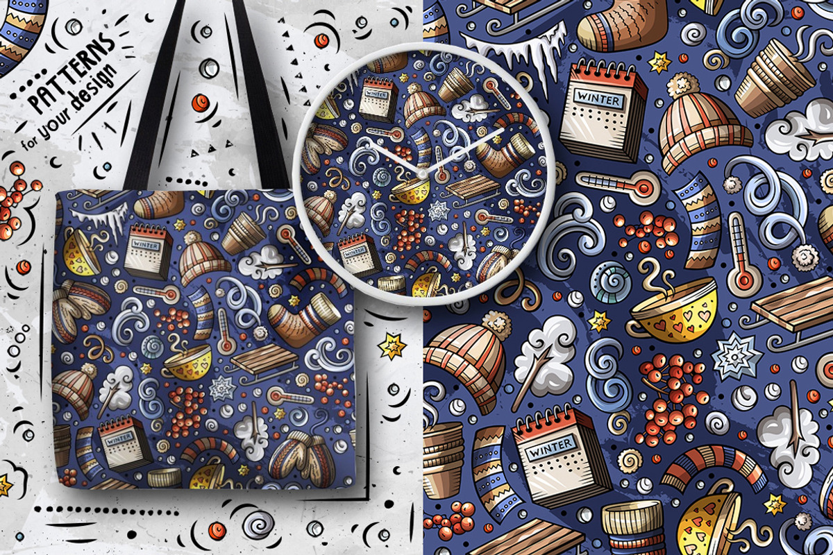 6 Winter Cartoon Seamless Patterns, a Pattern Graphic by BALABOLKA (Photo 4 of 7)