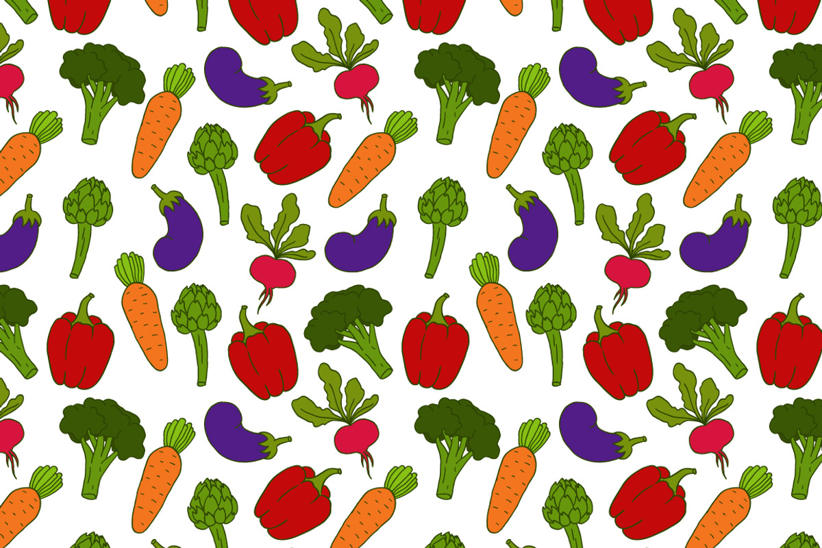 Vector vegetables and patterns, a Background Graphic by Alenarozova (Photo 3 of 3)