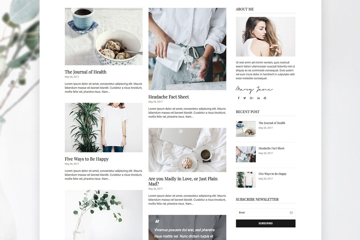 Clarity - Minimal WordPress Theme, a WordPress Template by EasyBlog Themes (Photo 3 of 5)