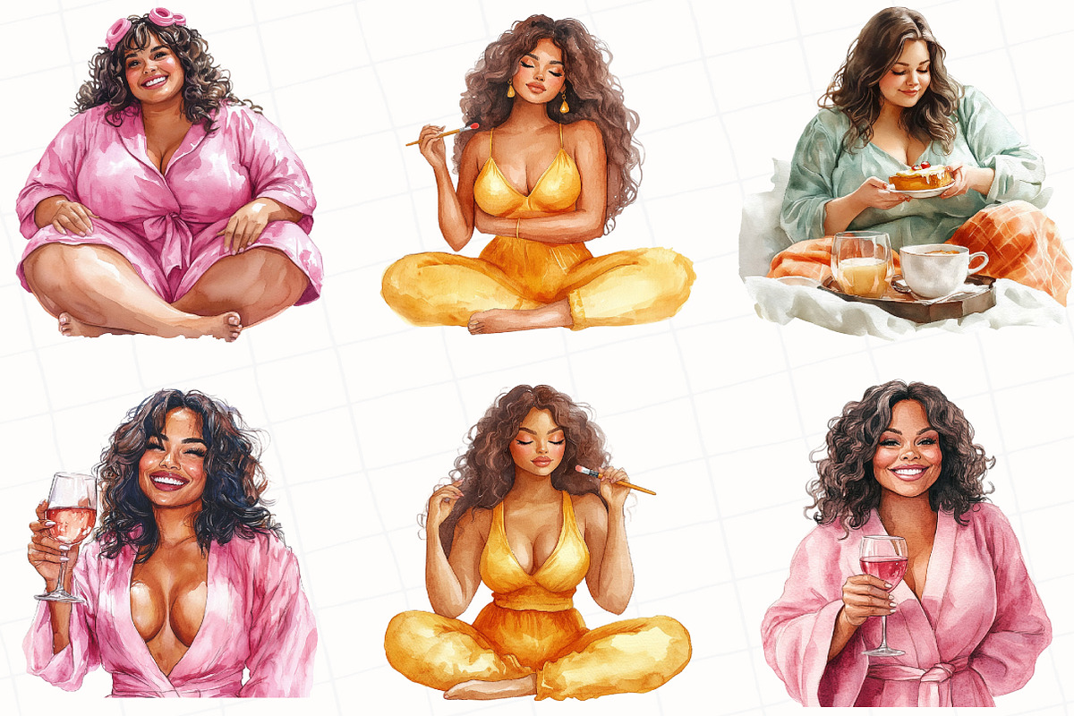 Curvy Girl Self Care Clipart, an Illustration by OK Design (Photo 4 of 5)