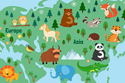 Cute Animals World Map, an Animal Illustration by GennyOnThePaper (Thumbnail 3 of 4)