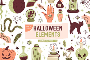 Doodle halloween elements
