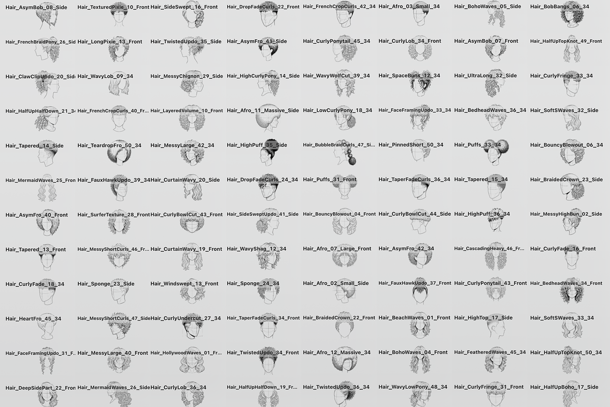 240 Curly Hair Procreate Stamps, a Brush Add-On by Selentaori Studio (Photo 2 of 12)