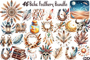 Boho Clipart Png Bundle Feathers, an Illustration by DreamCafeArt (Thumbnail 1 of 6)