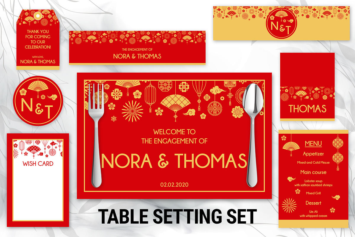 Oriental Asian Table Setting Set, a Templates & Theme by DickyJiang Illustrations (Photo 1 of 3)