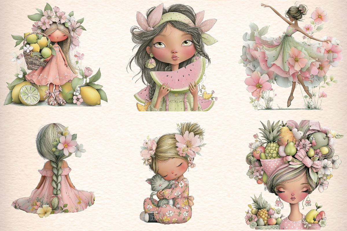 Pastel Summer Girl Clipart Bundle, an Illustration by Digital Artistic99 (Photo 3 of 10)