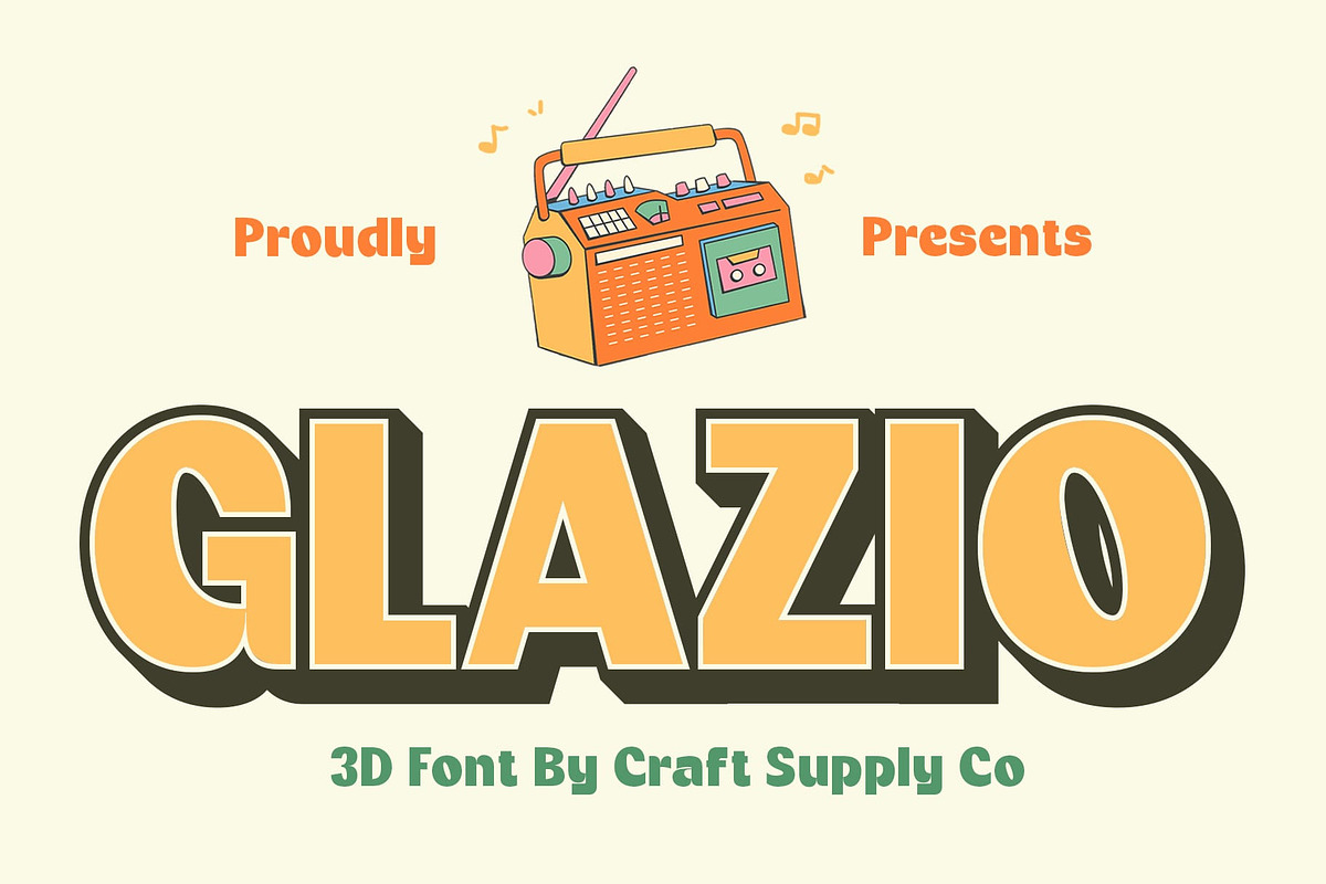 Glazio 3D, a Sans Serif Font by Craft Supply Co. (Photo 1 of 8)