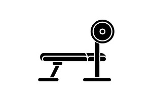 Weight Bench Black Glyph Icon