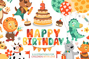 Happy Birthday. Kids illustrations., an Animal Illustration by Luba Vega (Thumbnail 1 of 20)