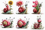 Whimsical Spring Snail Clipart, an Illustration by Craft Nest (Thumbnail 5 of 12)