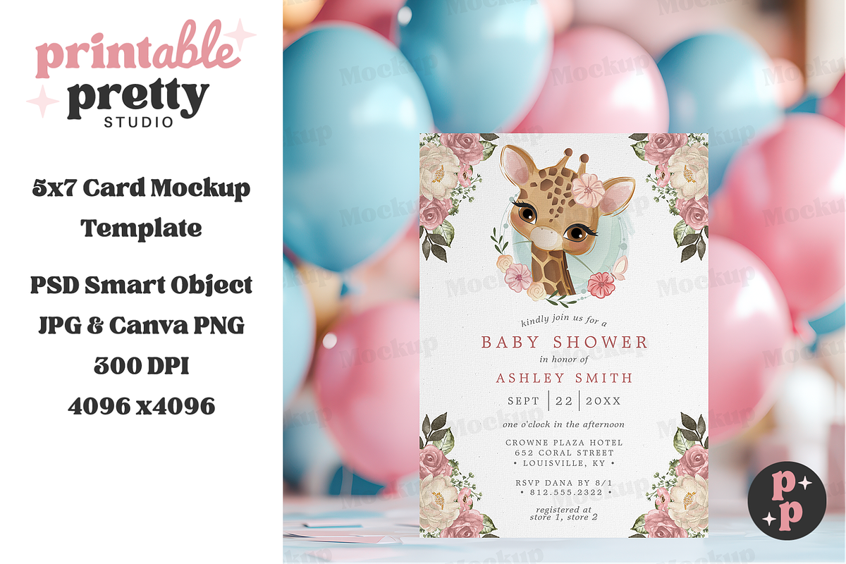 Balloon Card Mockup PSD 5x7, a Product Mockup by Printable Pretty Studio (Photo 6 of 7)