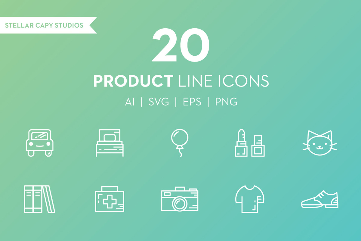 20 Product Line Icons, an Outline Icon by Floating Forest Studio (Photo 1 of 2)