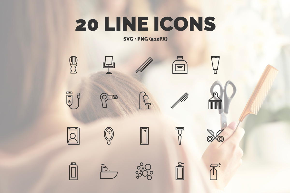 20 Barber Icons in 3 styles, an Icon by IconUncle (Photo 2 of 4)