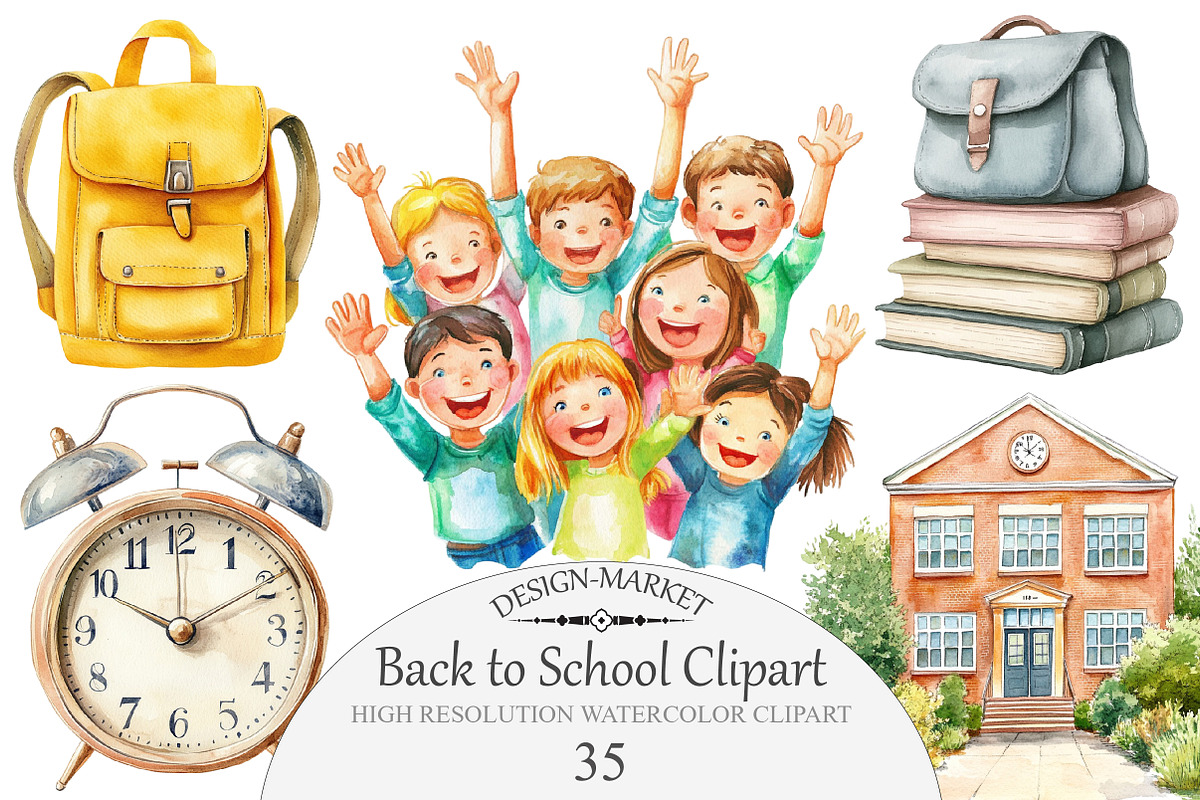 Back to School Clipart, an Illustration by Design Market (Photo 1 of 4)
