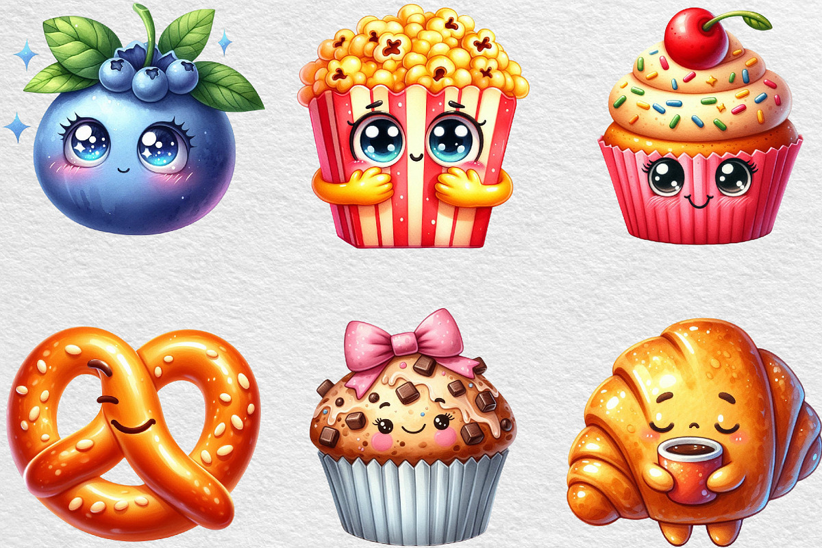 Watercolor Food Character Clipart, an Illustration by Black Bird Studio (Photo 4 of 6)