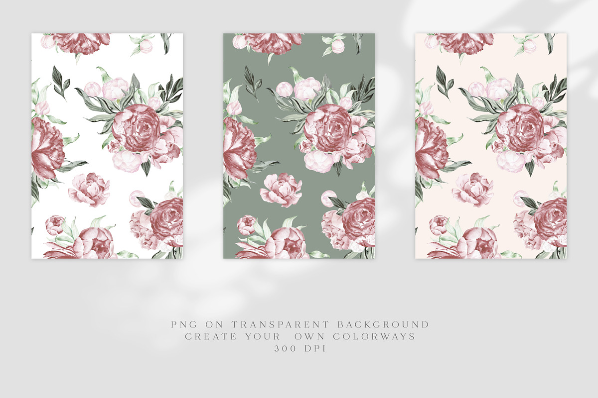 Watercolor Vintage Peonies, an Illustration by Olga Koelsch (Photo 6 of 15)