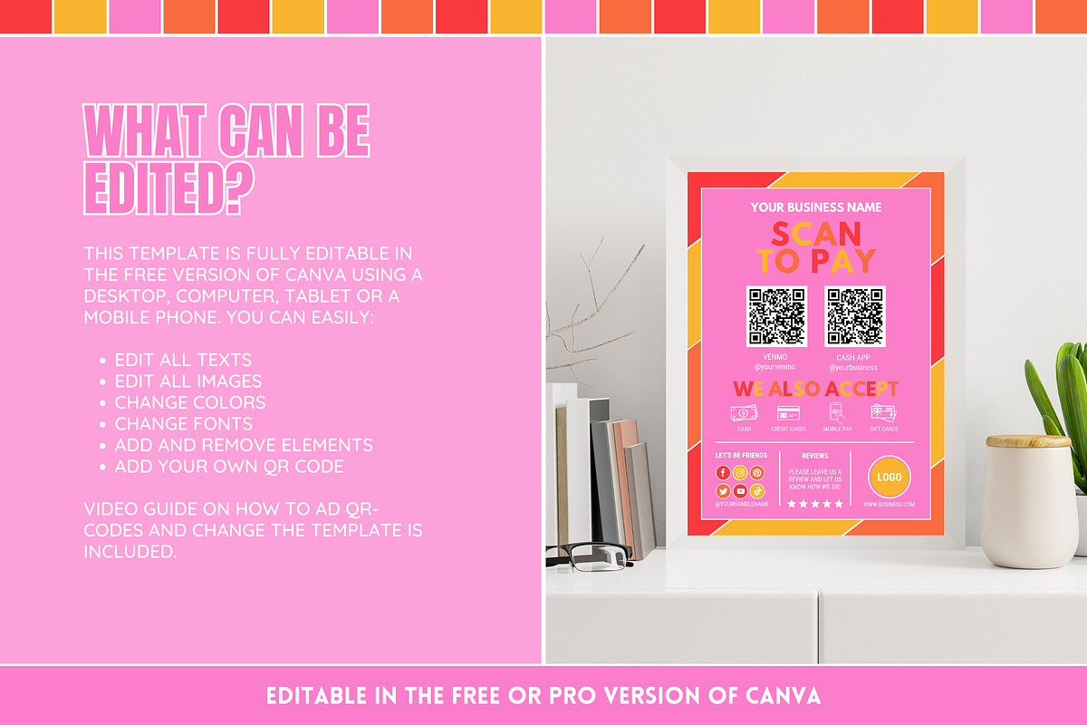 Colorful Scan to Pay Sign, a Stationery Template by SunshineStudioBoutique (Photo 3 of 10)