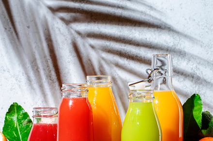 Summer fruit juices and smoothies, food background. Mix of diffe, a Food & Drink Photo by 5PH