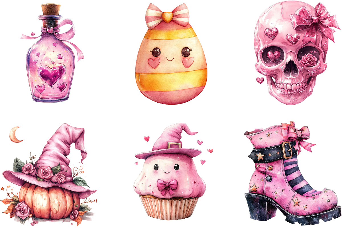 Pink Orange Halloween Clipart, a Seasonal Illustration by Designking (Photo 4 of 5)