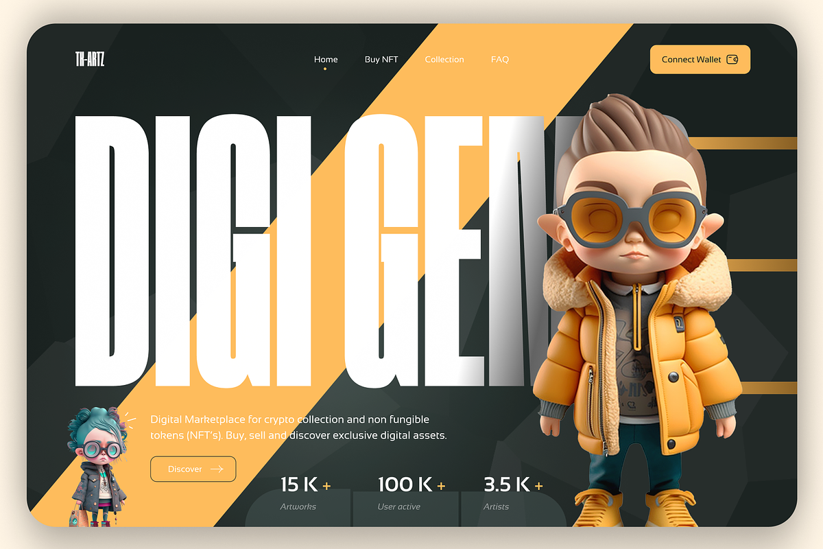 NFT Marketplace Hero Section Design, an UI Kit Template by nwdigitalstore (Photo 1 of 3)