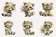 Summer Funny Raccoon Clipart, an Illustration by CreationArt (Thumbnail 2 of 10)