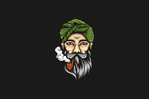 Vector Smoking Beard Man Logo