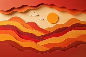 Retro paper cut landscape, an Illustration by rarrarorro