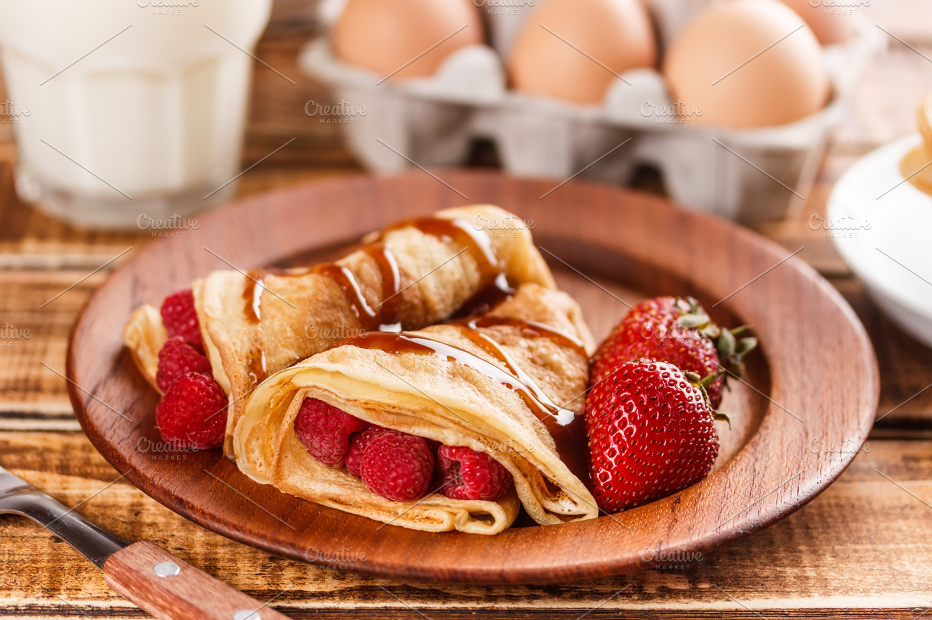 Pancakes featuring crepe, dessert, and food