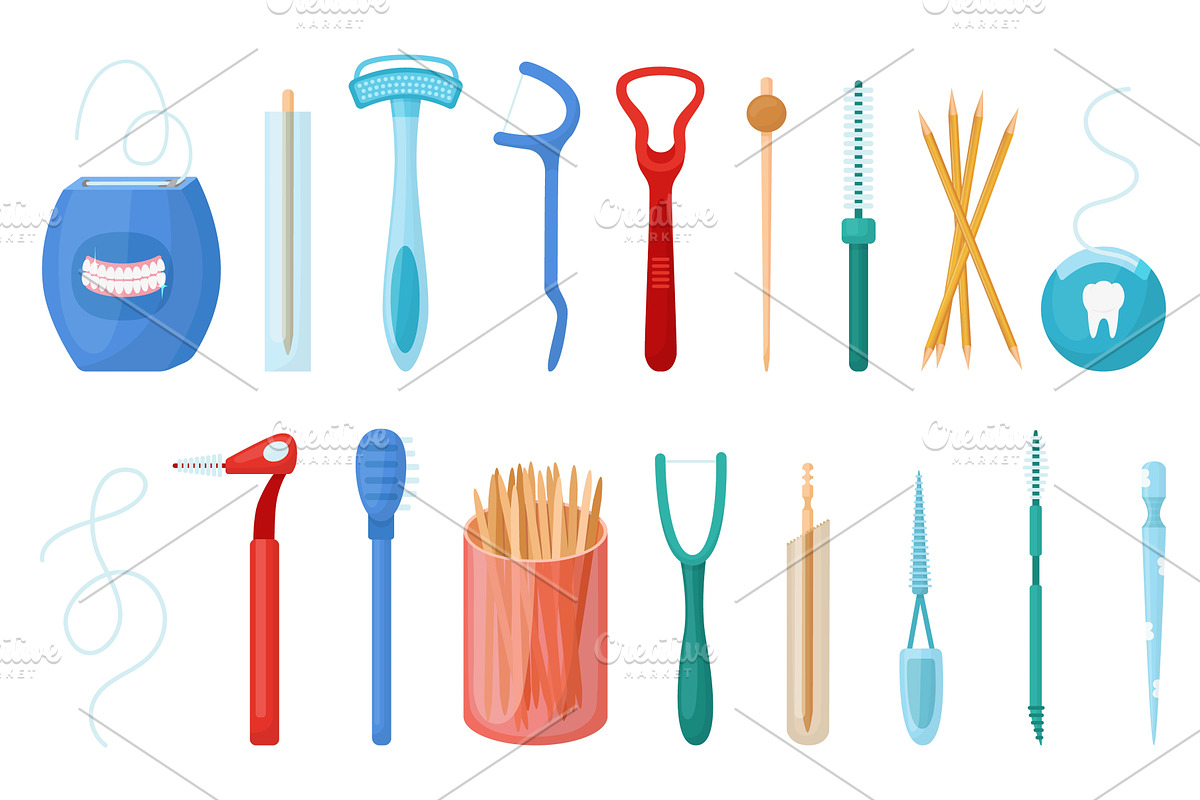 Toothpicks and flosses. Elements of, an Object Illustration by Valerie Bodnar