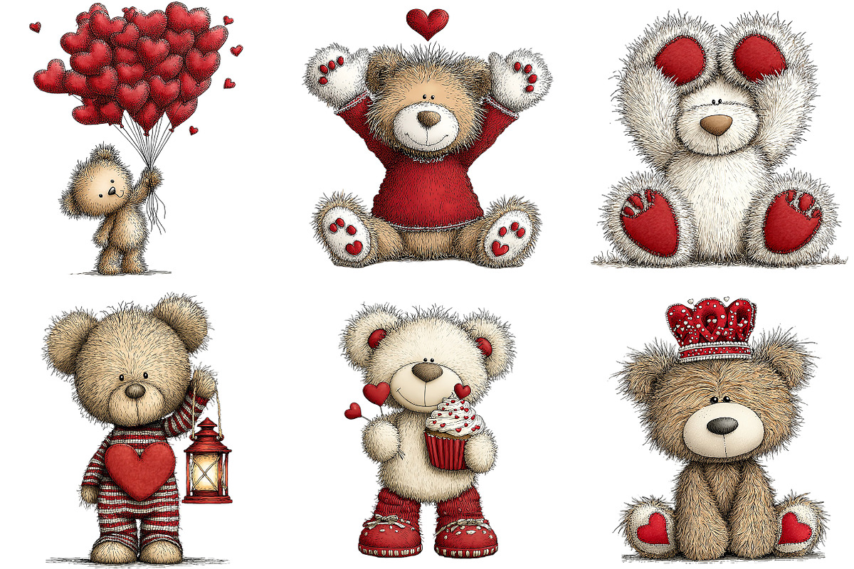 Valentines Teddy Bear Clipart, an Illustration by Craft Nest (Photo 6 of 11)
