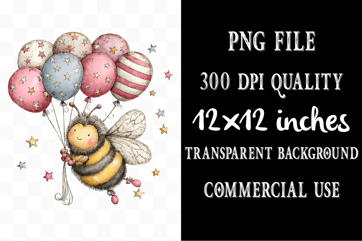4th of July Bee Whimsical Clipart, a Seasonal Illustration by Designking (Photo 4 of 5)